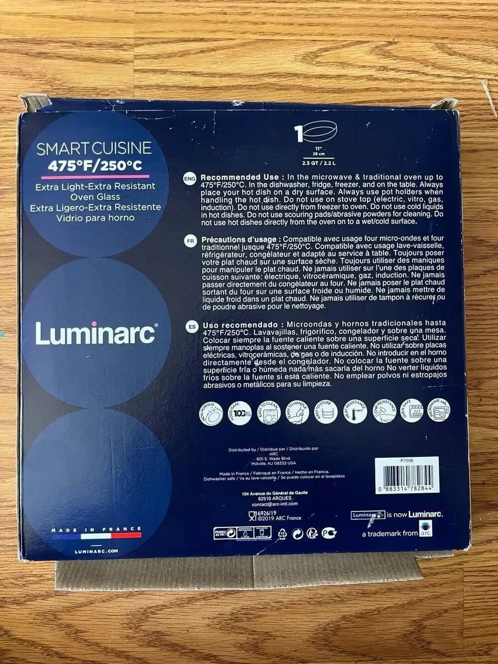 Luminarc Smart Cuisine 11-Inch White Oven Glass Pie Baking Dish